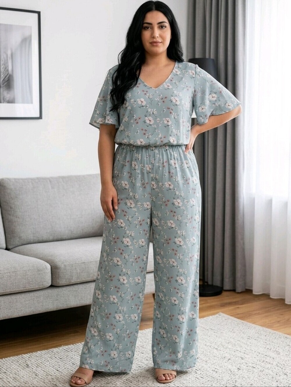 BloomChic Sage Green Floral Jumpsuit